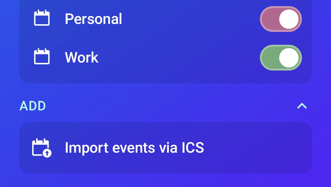 Import events via ICS